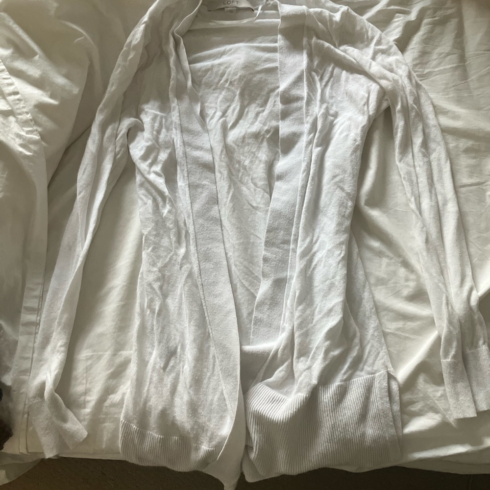LOFT White Knit Cardigan